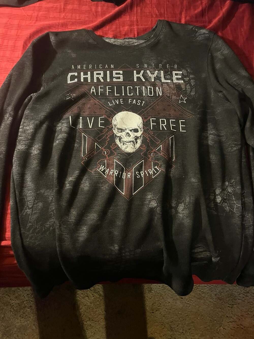 Affliction Chris Kyle American Sniper Live Fast Live Free Thermal Long Sleeve Sh